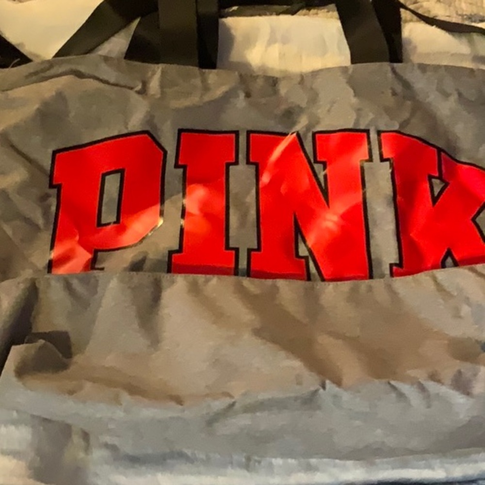 Gray and Red PINK Tote Bag